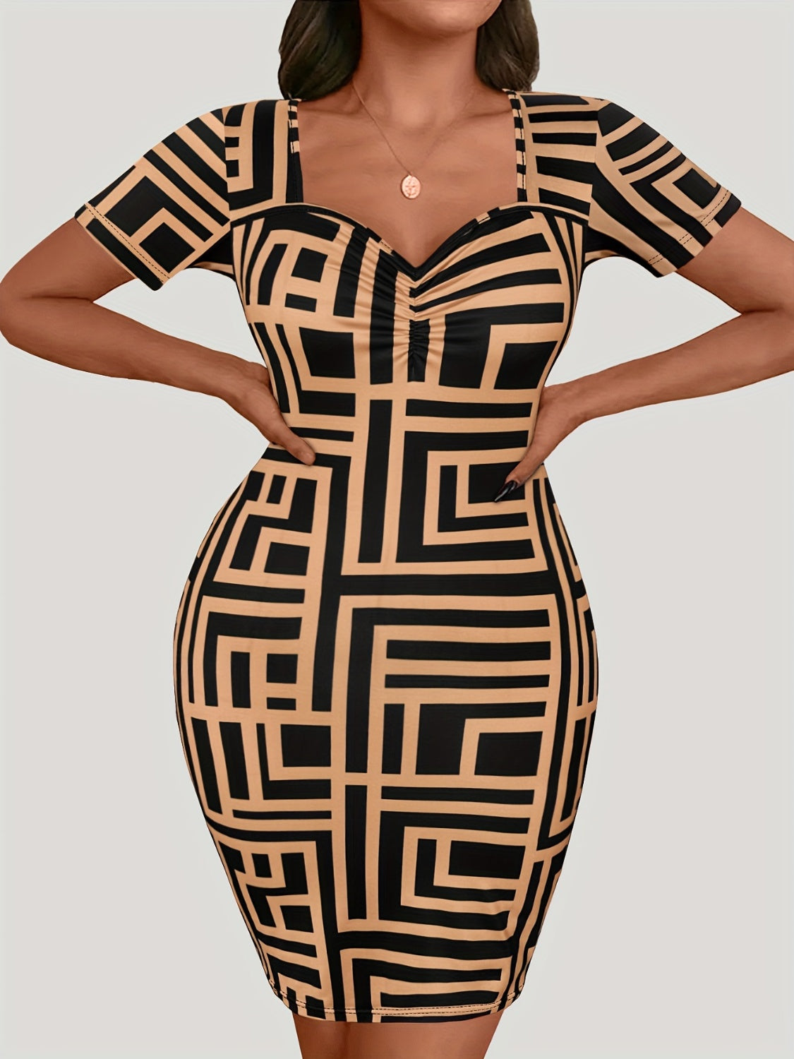 Black Tan Print Dress