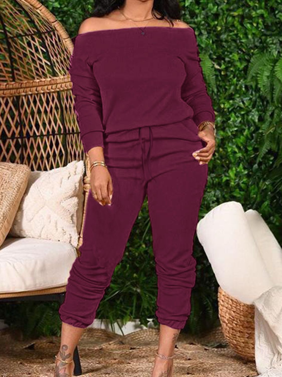 Off-Shoulder Pants Set