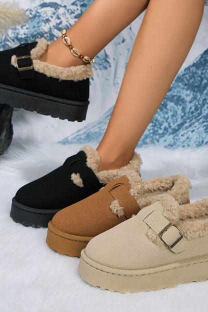 Fuzzy Platform Slide On Shoes